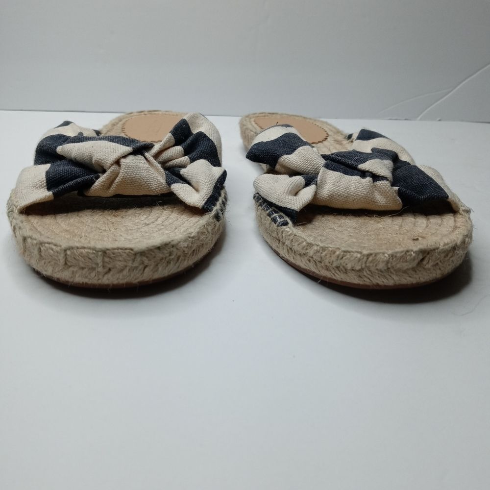 J. Crew Knotted Navy and White Espadrille Slides - Picture 4 of 7